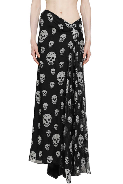 Skull Print Draped Maxi Skirt