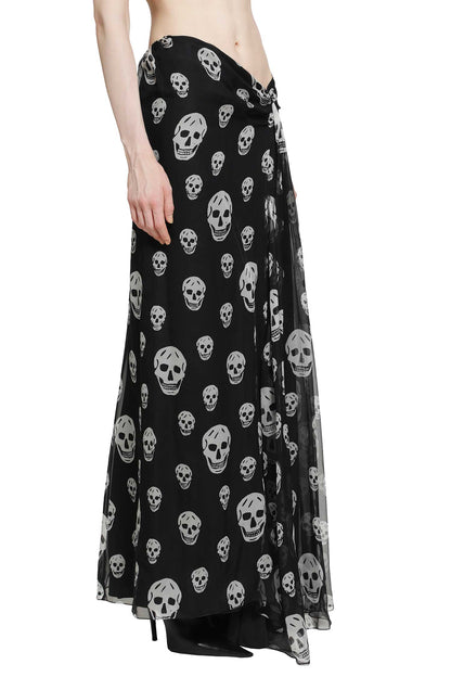Skull Print Draped Maxi Skirt