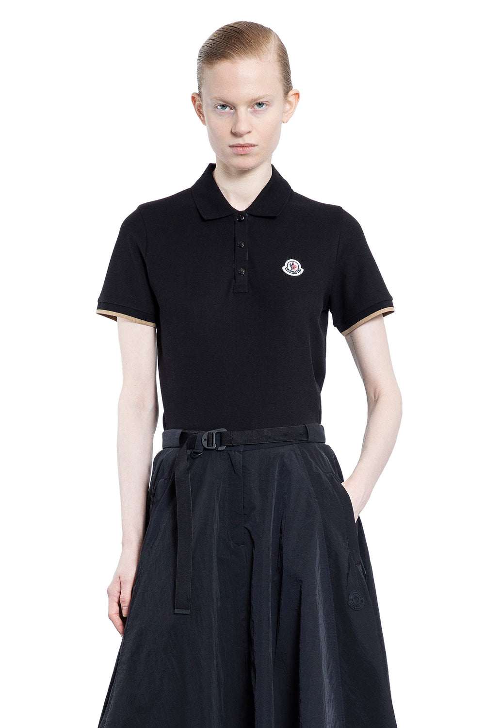 MONCLER WOMAN BLACK T-SHIRTS & TANK TOPS