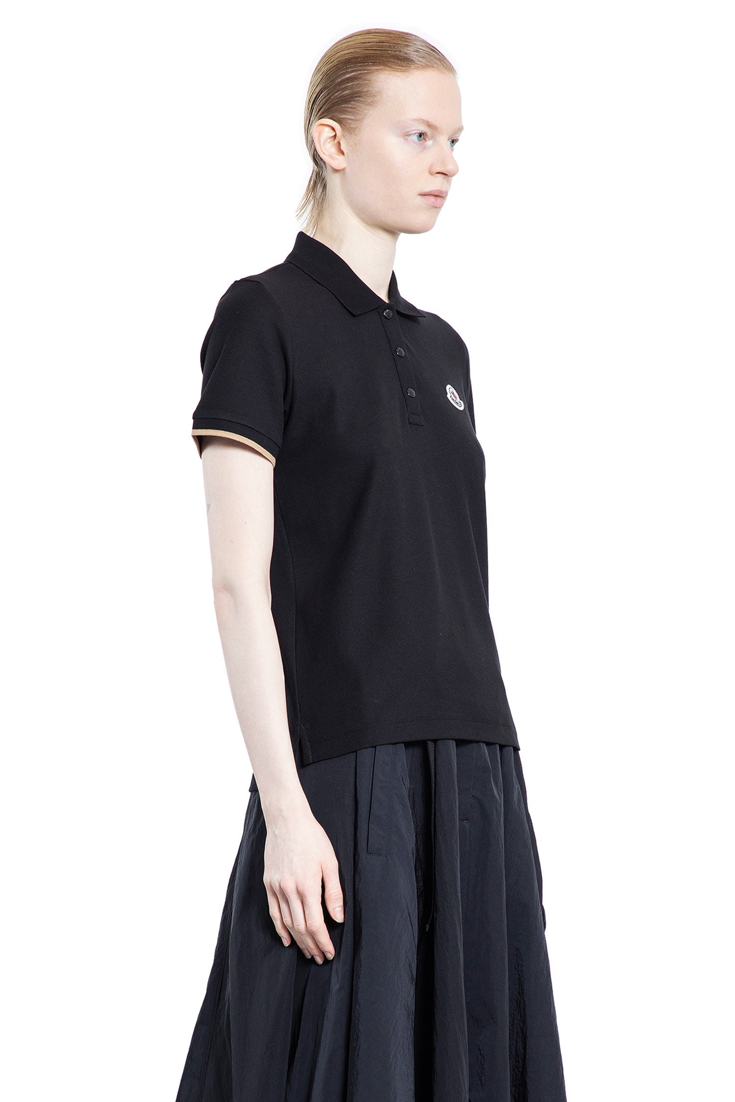 MONCLER WOMAN BLACK T-SHIRTS & TANK TOPS