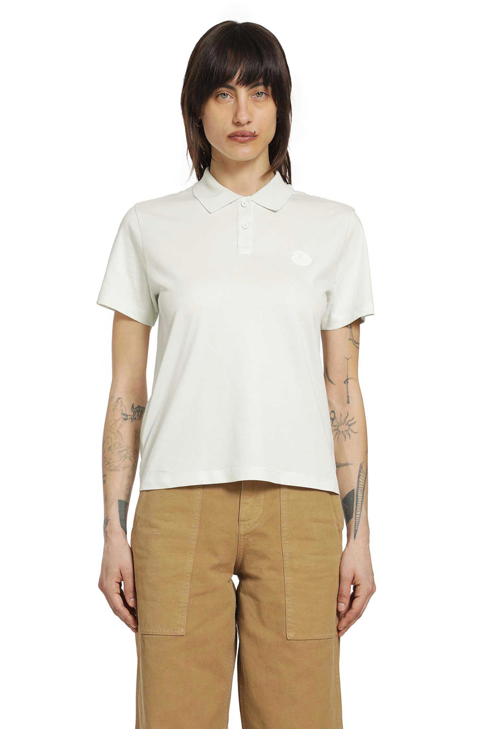MONCLER Pleated Back Short Sleeve Polo Shirt woman