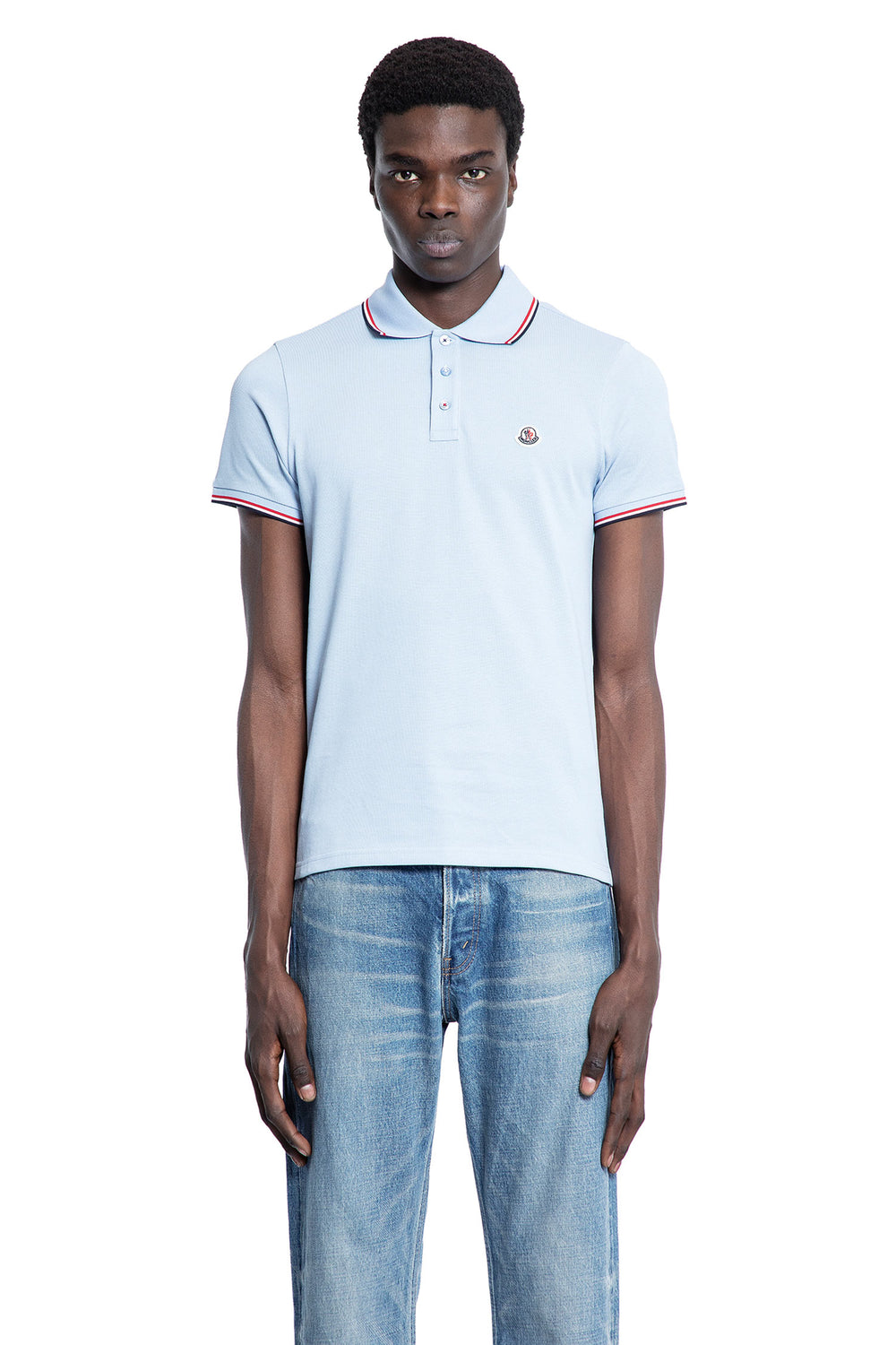 MONCLER MAN BLUE T-SHIRTS & TANK TOPS