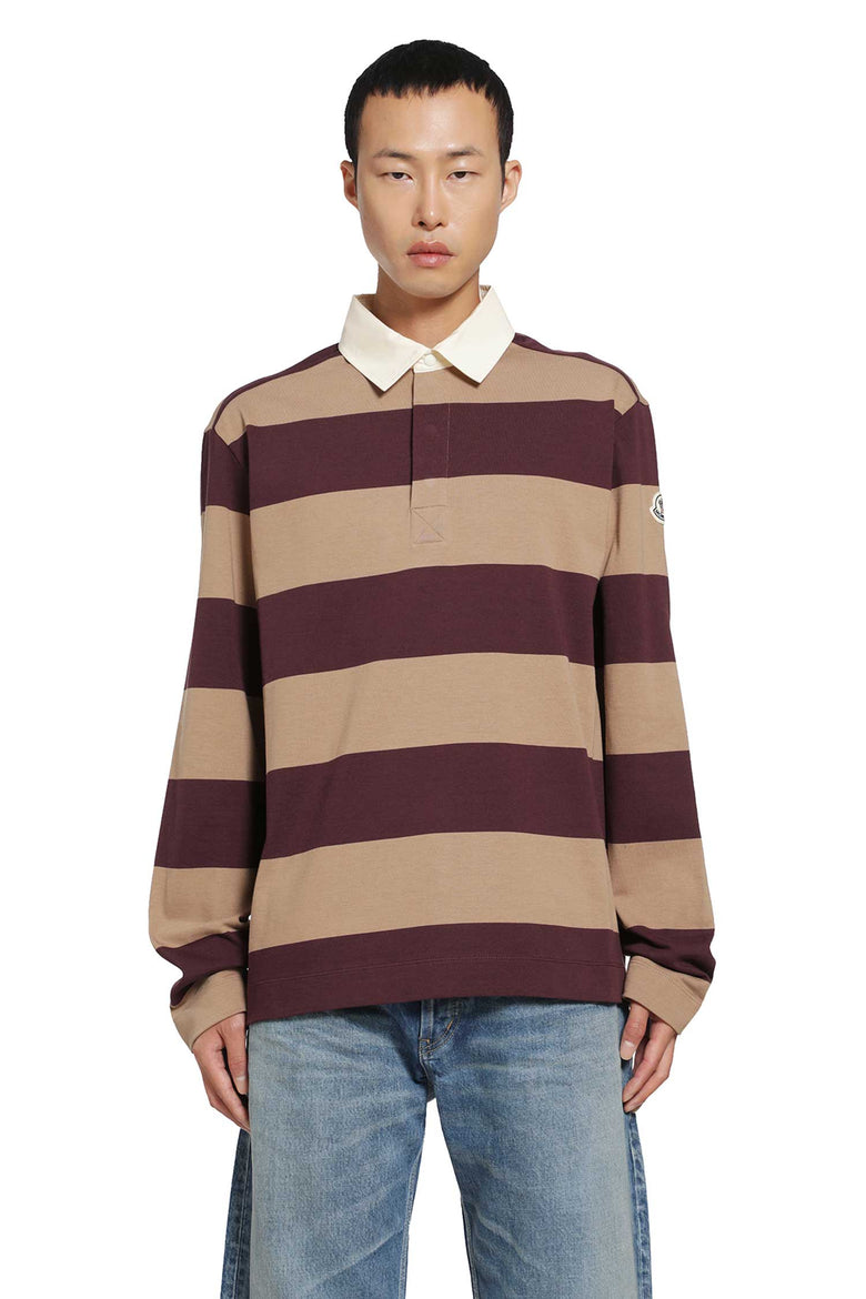 
              MONCLER Striped Cotton Long Sleeve Polo Shirt man
            