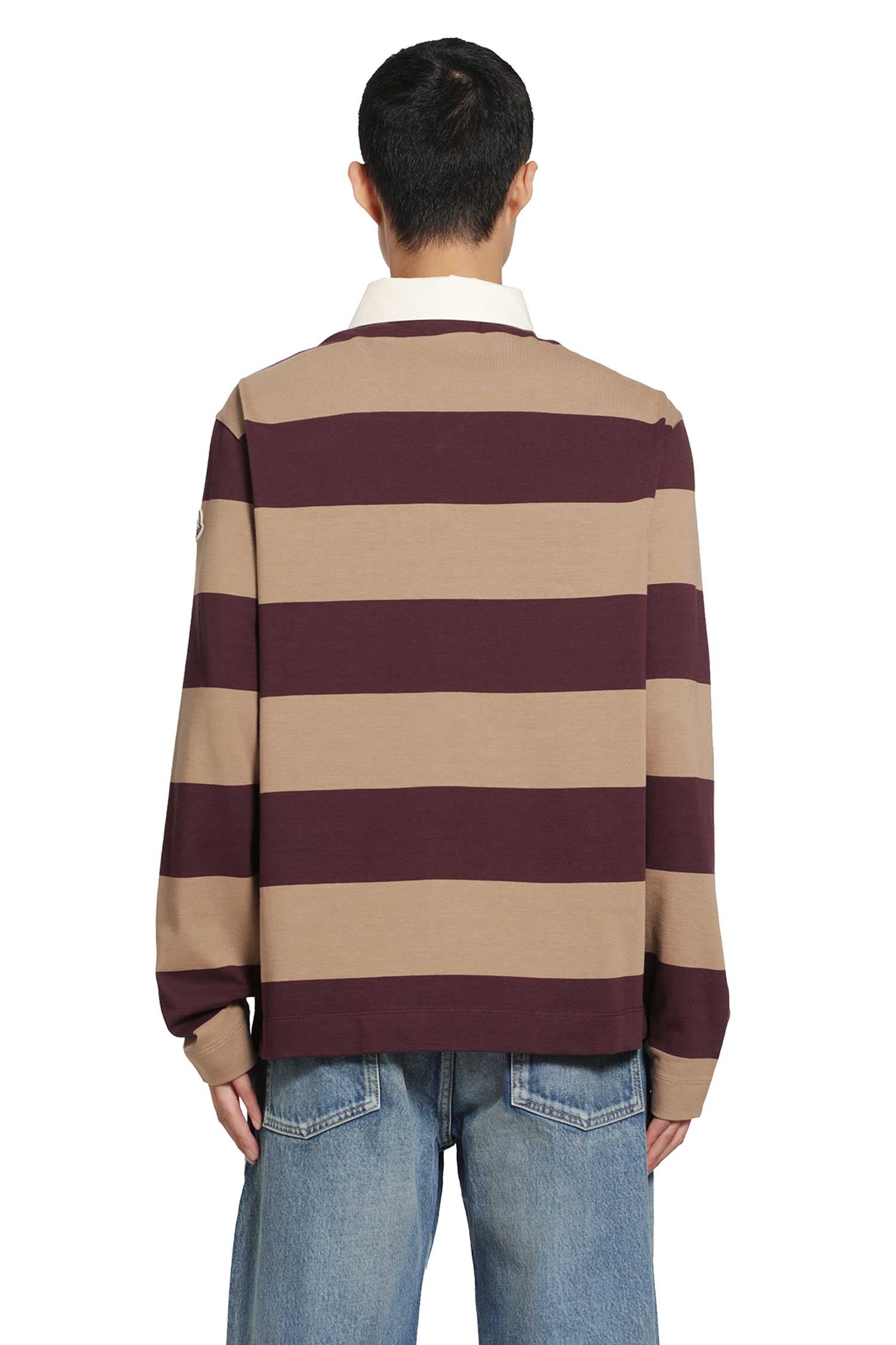 Striped Cotton Long Sleeve Polo Shirt