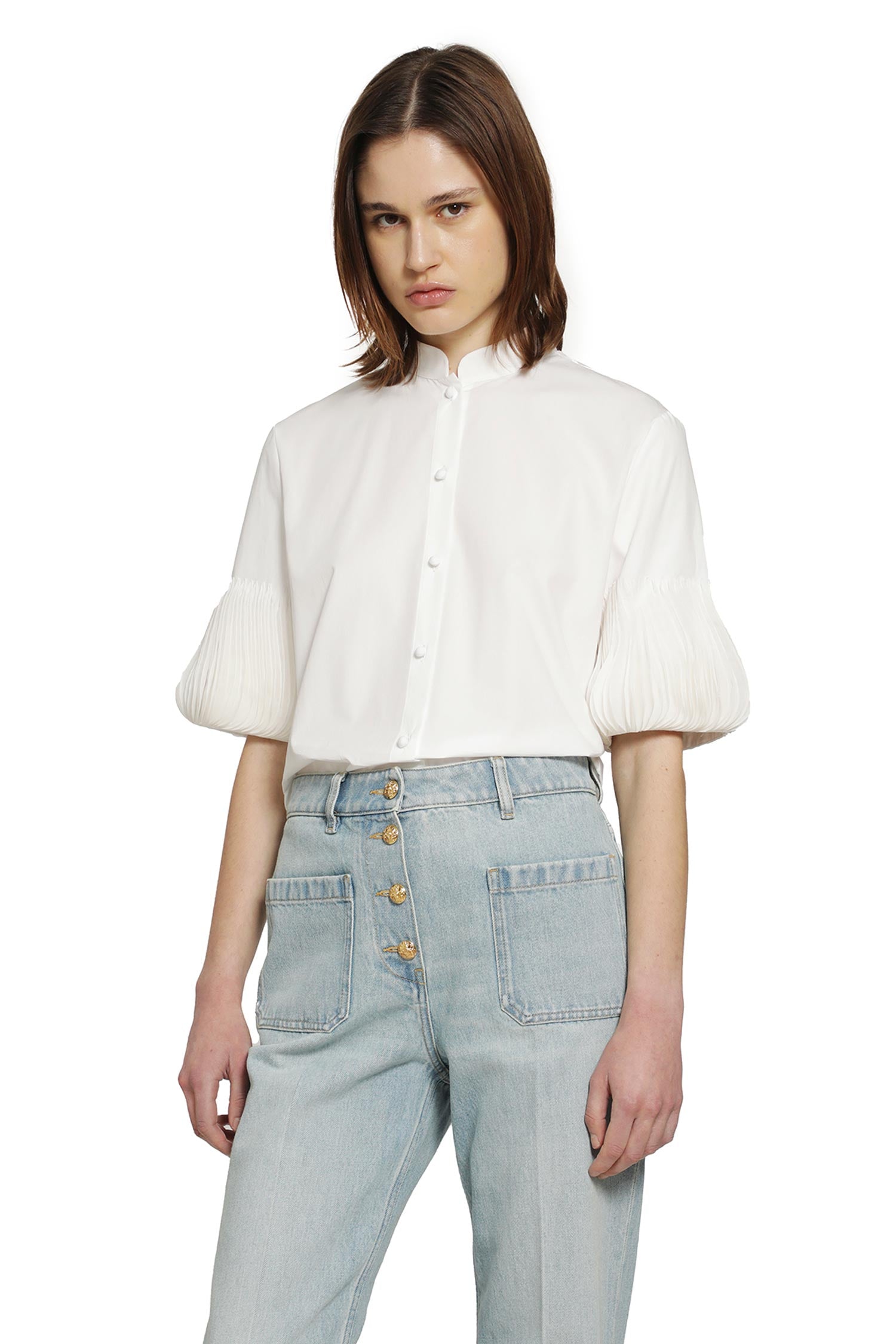 Short Sleeve Shirt With Pleated cuffs