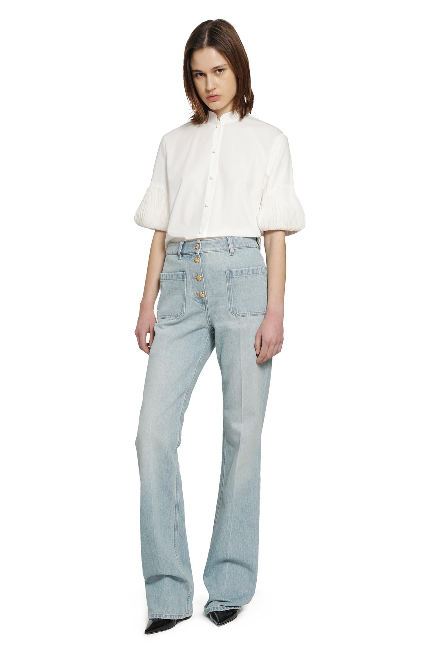 Short Sleeve Shirt With Pleated cuffs