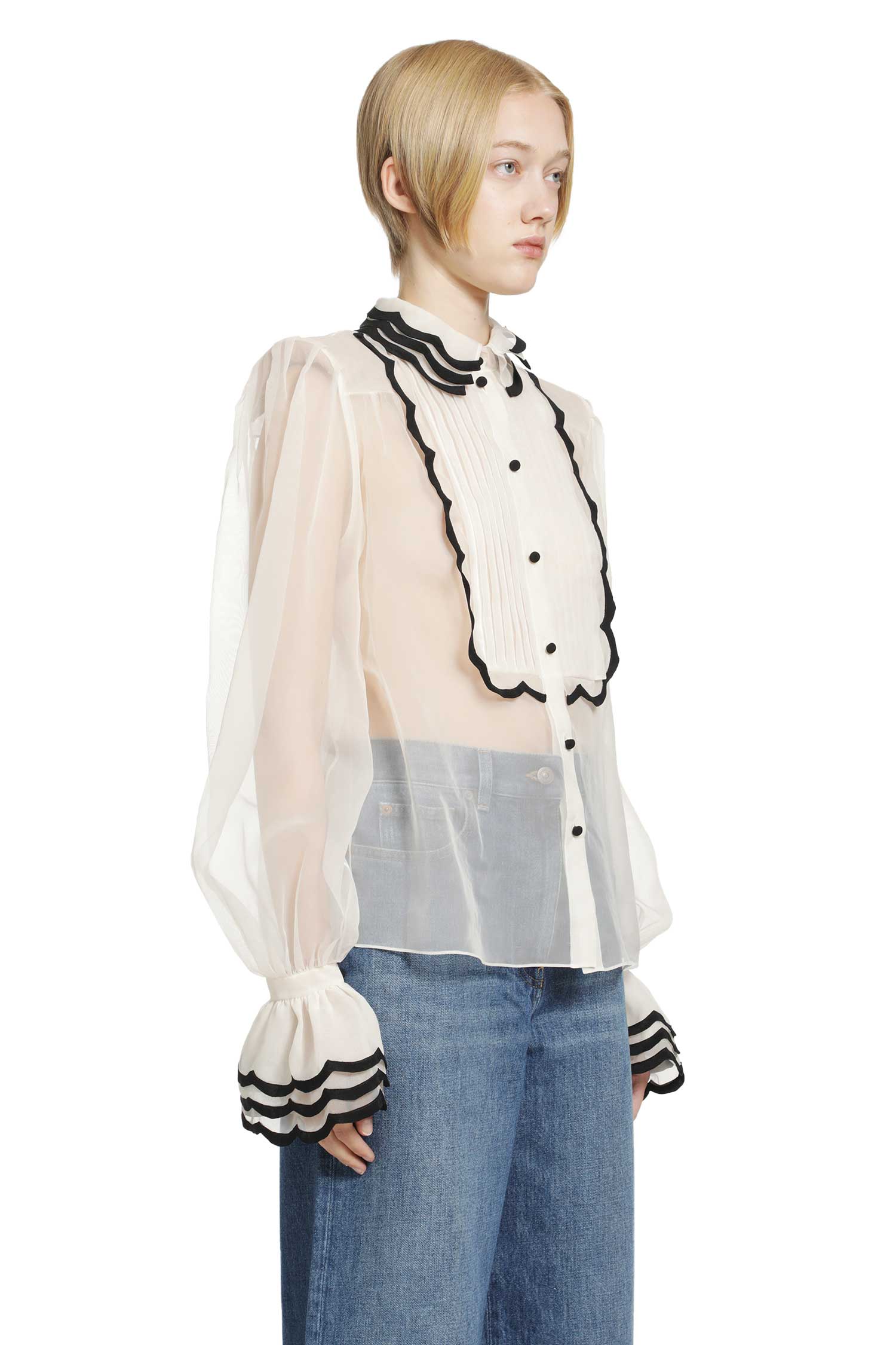 VALENTINO Organza Shirt with Embroidered Bib woman