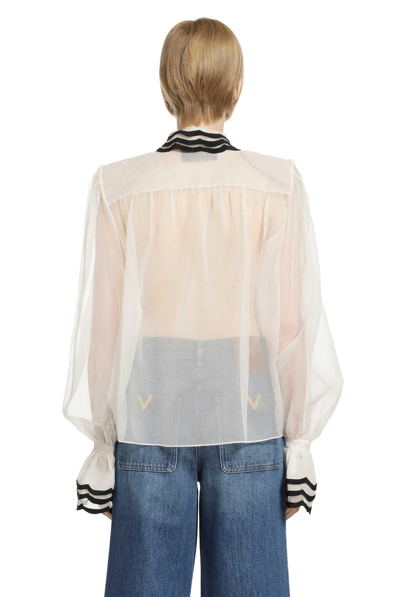 VALENTINO Organza Shirt with Embroidered Bib woman