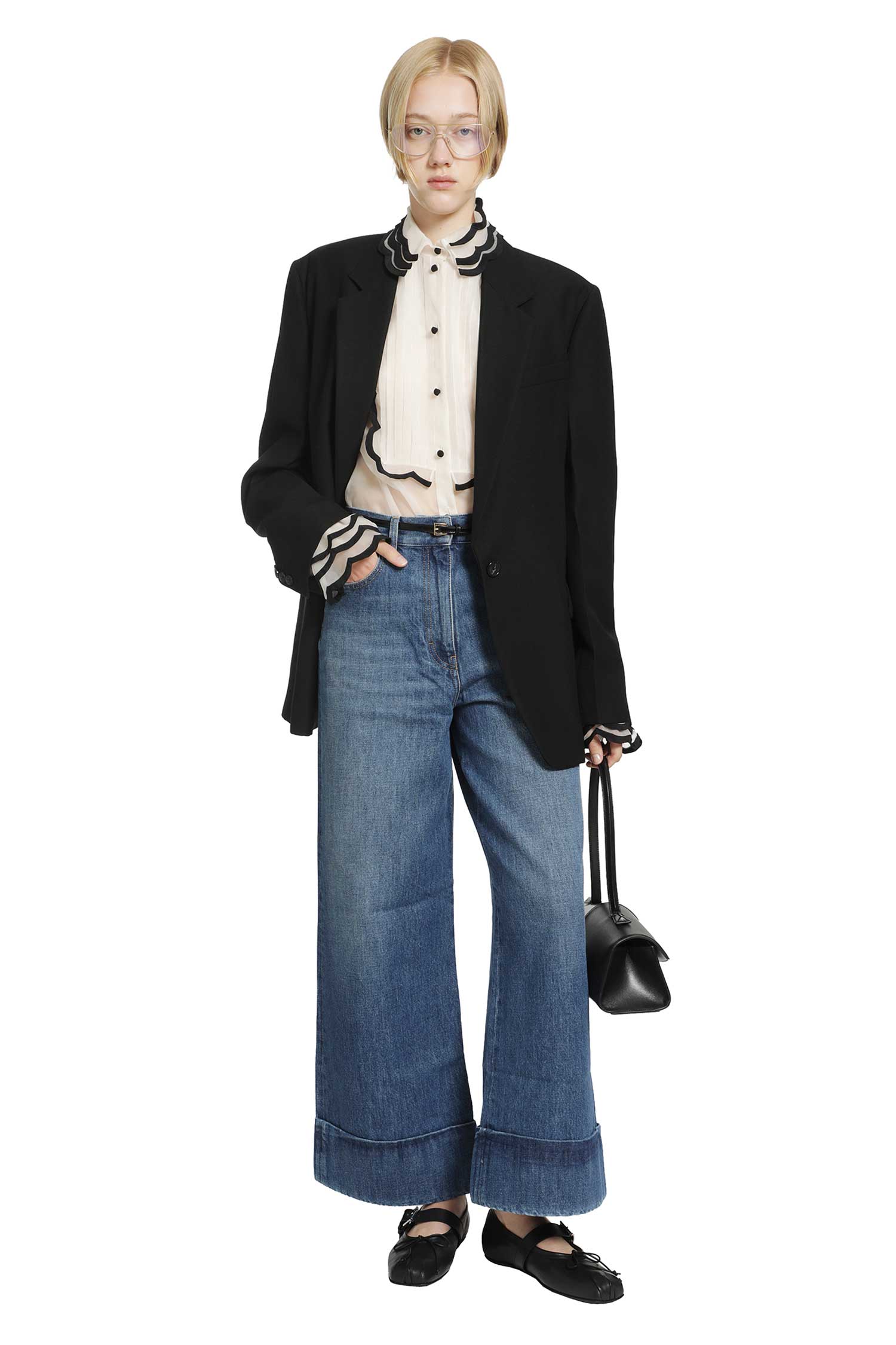 VALENTINO Organza Shirt with Embroidered Bib woman