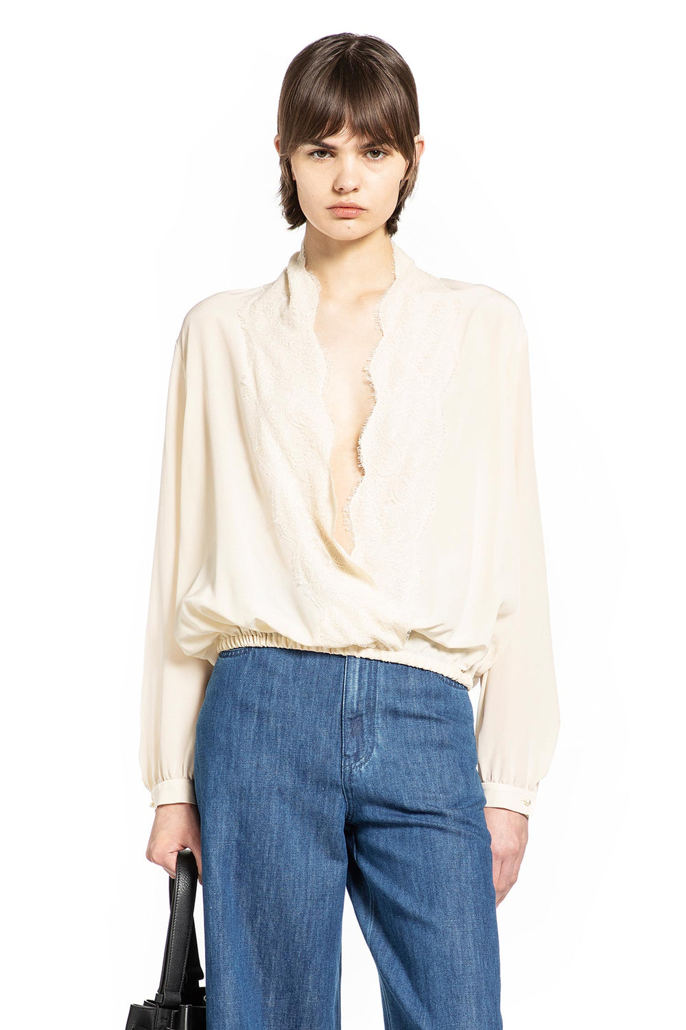 VALENTINO Lace Neck Blouse woman