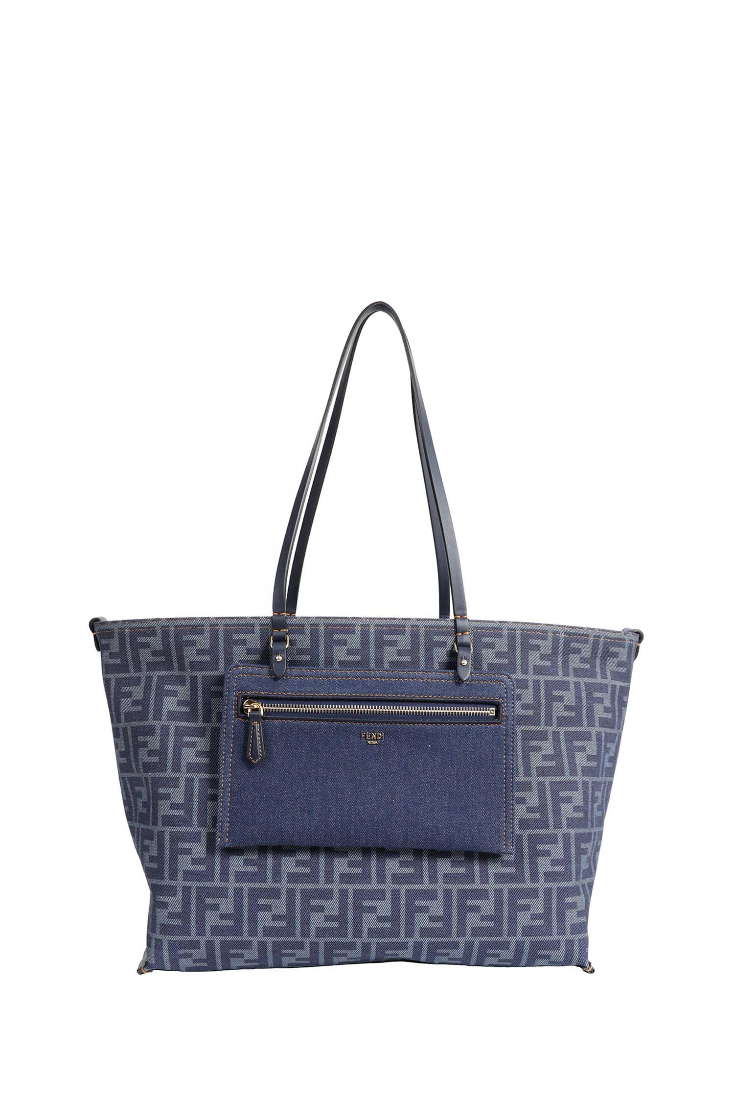FENDI FF Denim Jacquard Reversible Tote Bag woman