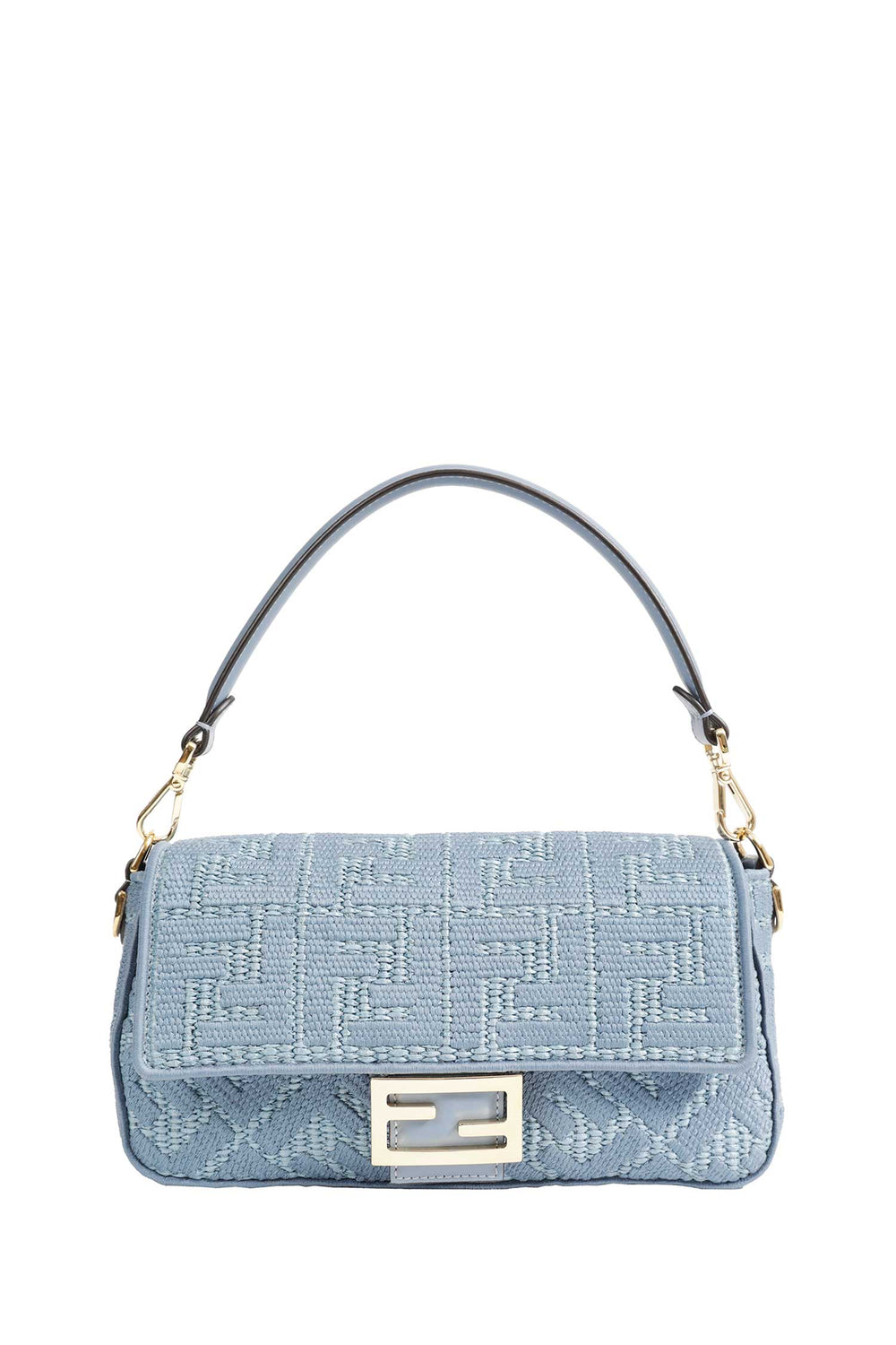 FENDI Raffia-Effect Woven Bag with FF Embroidery woman