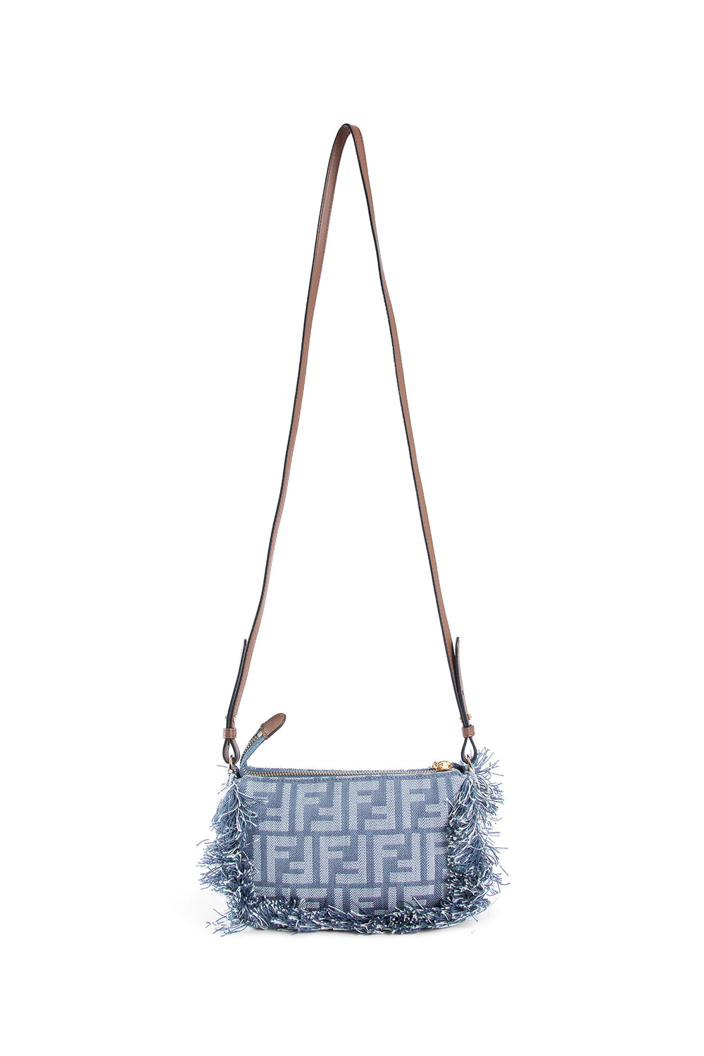 Denim-Effect Denim Baguette Pouch
