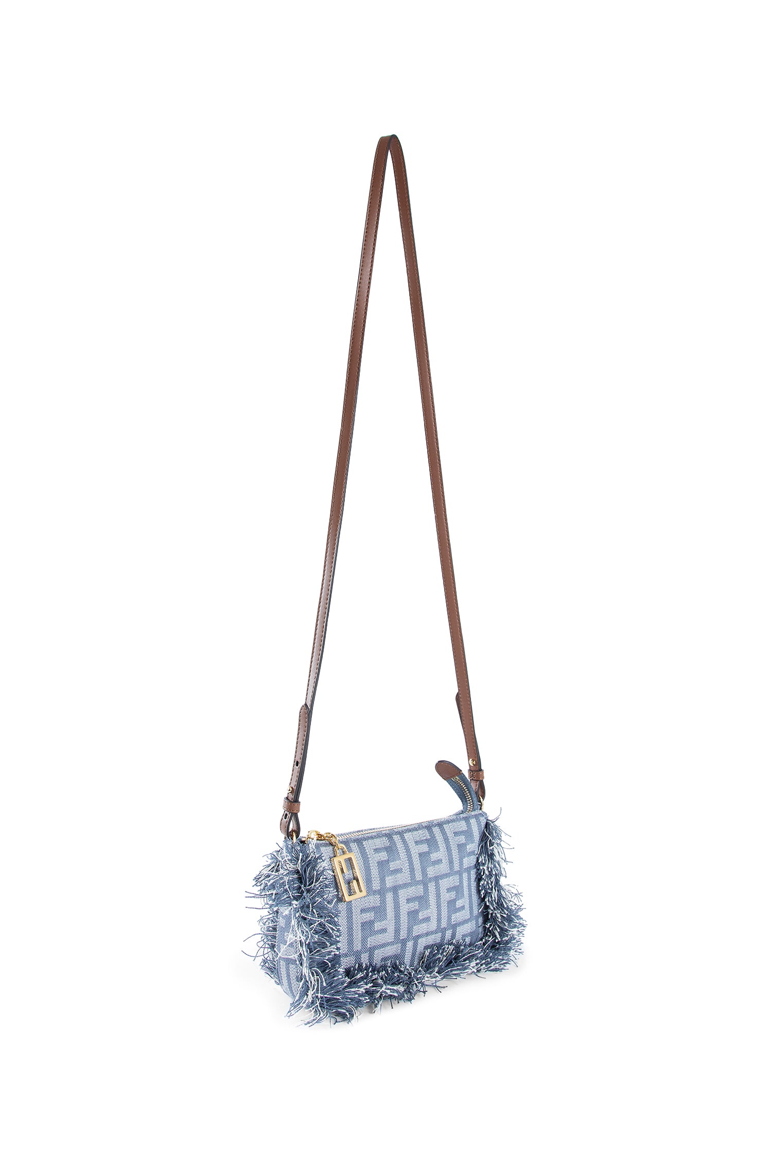 Denim-Effect Denim Baguette Pouch