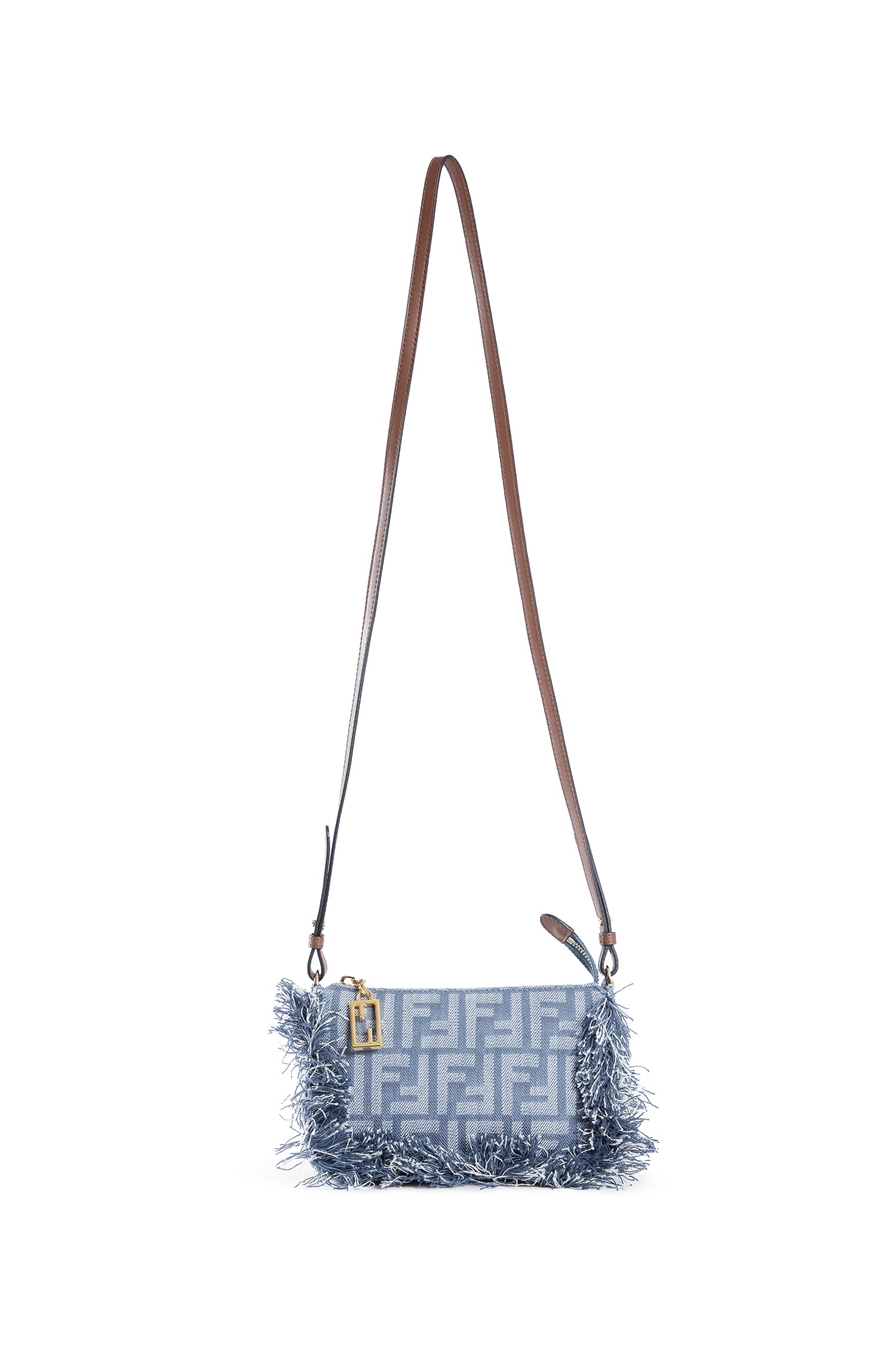 Denim-Effect Denim Baguette Pouch