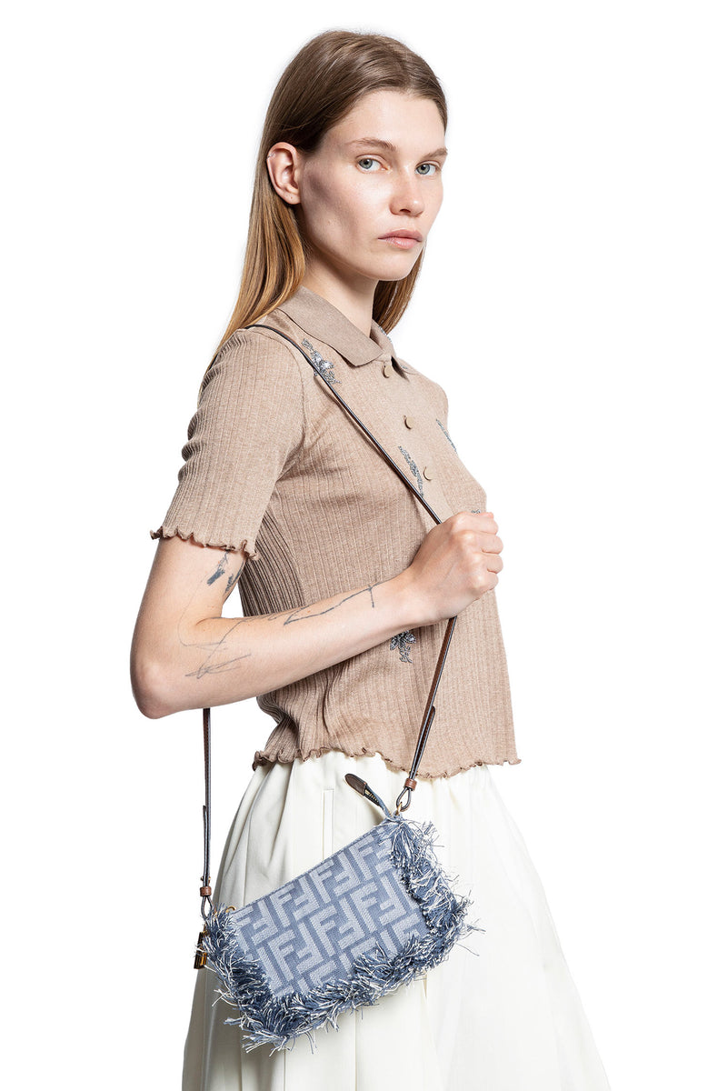 Denim-Effect Denim Baguette Pouch - Antonioli.eu