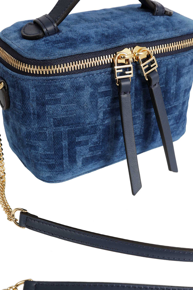 FENDI FF Denim Flocked Vanity Mini Bag woman