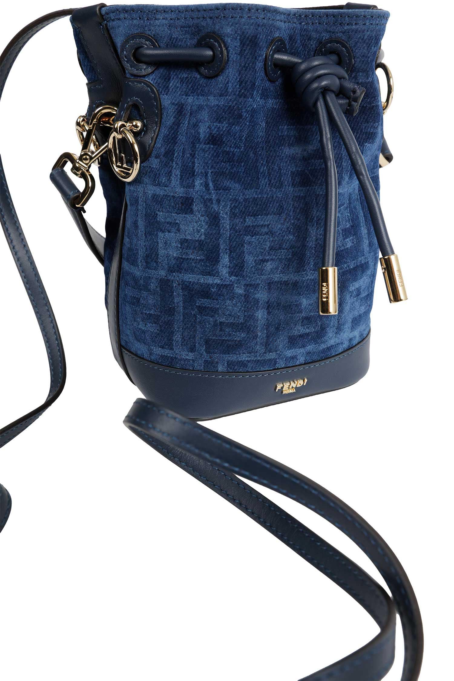 Mini Mon Tresor FF Denim Flock Bucket Bag
