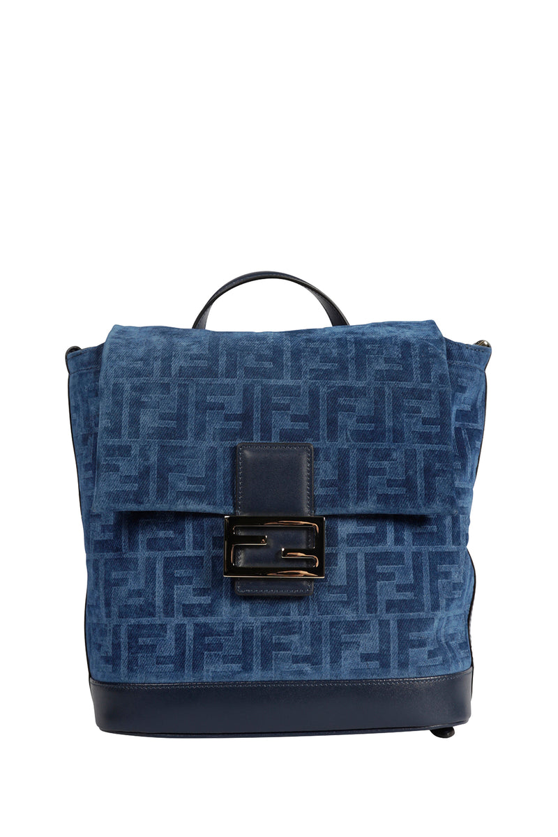 Denim Flocked FF Backpack