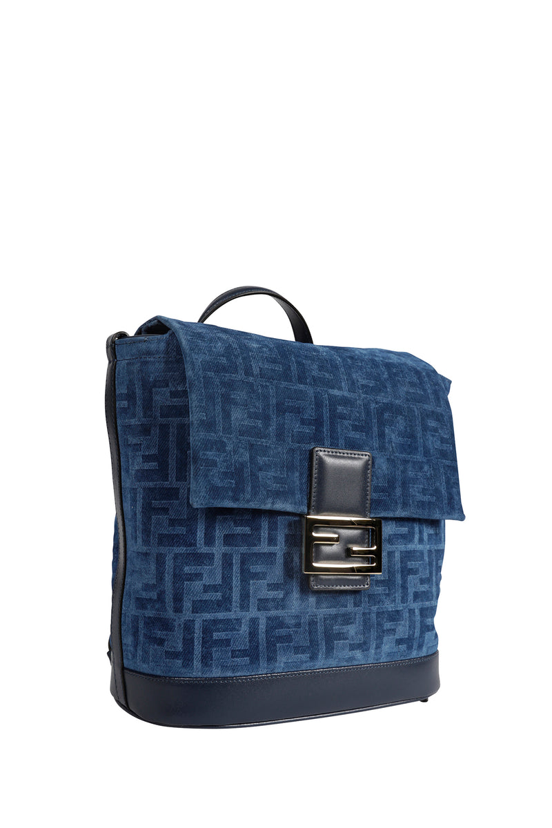 Denim Flocked FF Backpack
