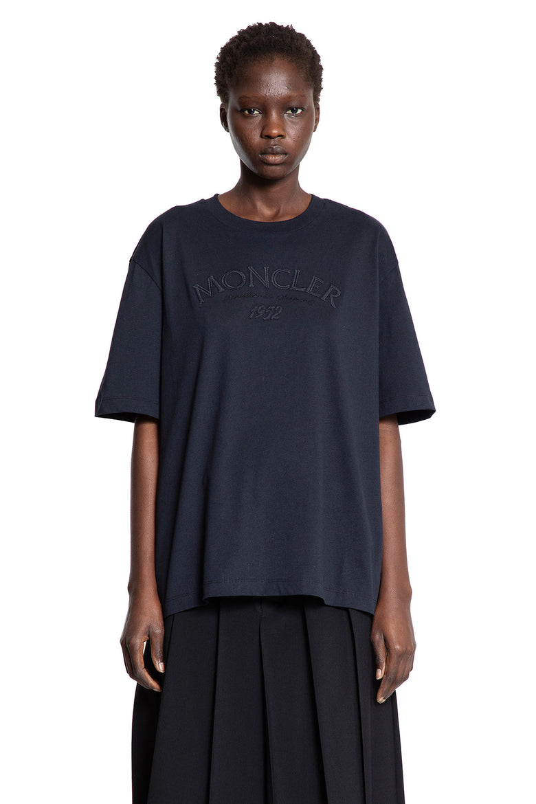 MONCLER WOMAN BLUE T-SHIRTS & TANK TOPS