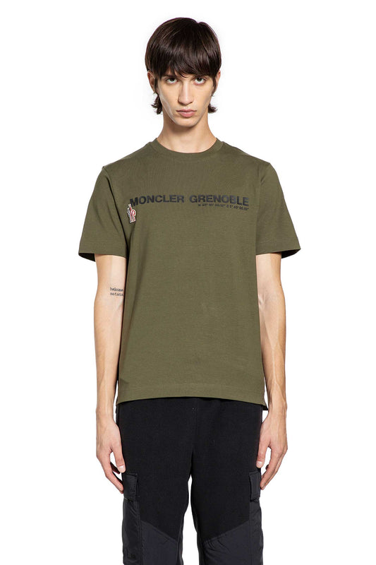 MONCLER GRENOBLE MAN GREEN T-SHIRTS & TANK TOPS