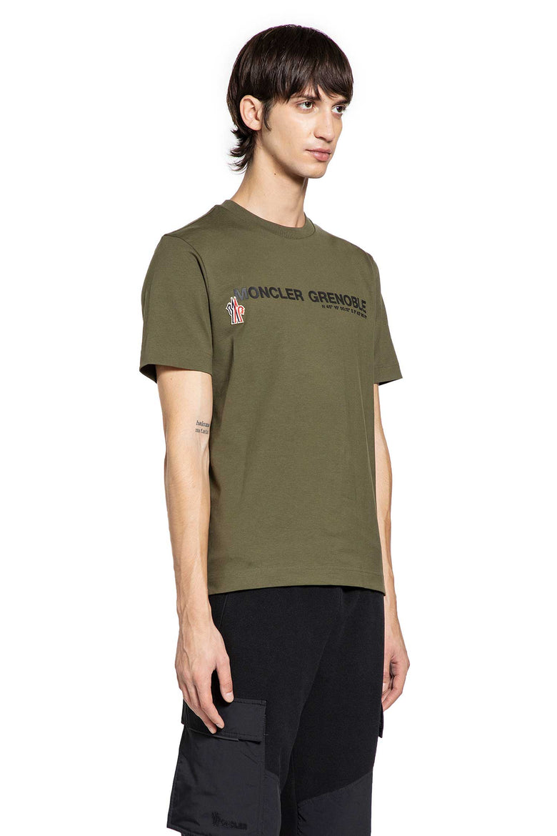 MONCLER GRENOBLE MAN GREEN T-SHIRTS & TANK TOPS