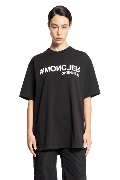 MONCLER GRENOBLE WOMAN BLACK T-SHIRTS & TANK TOPS