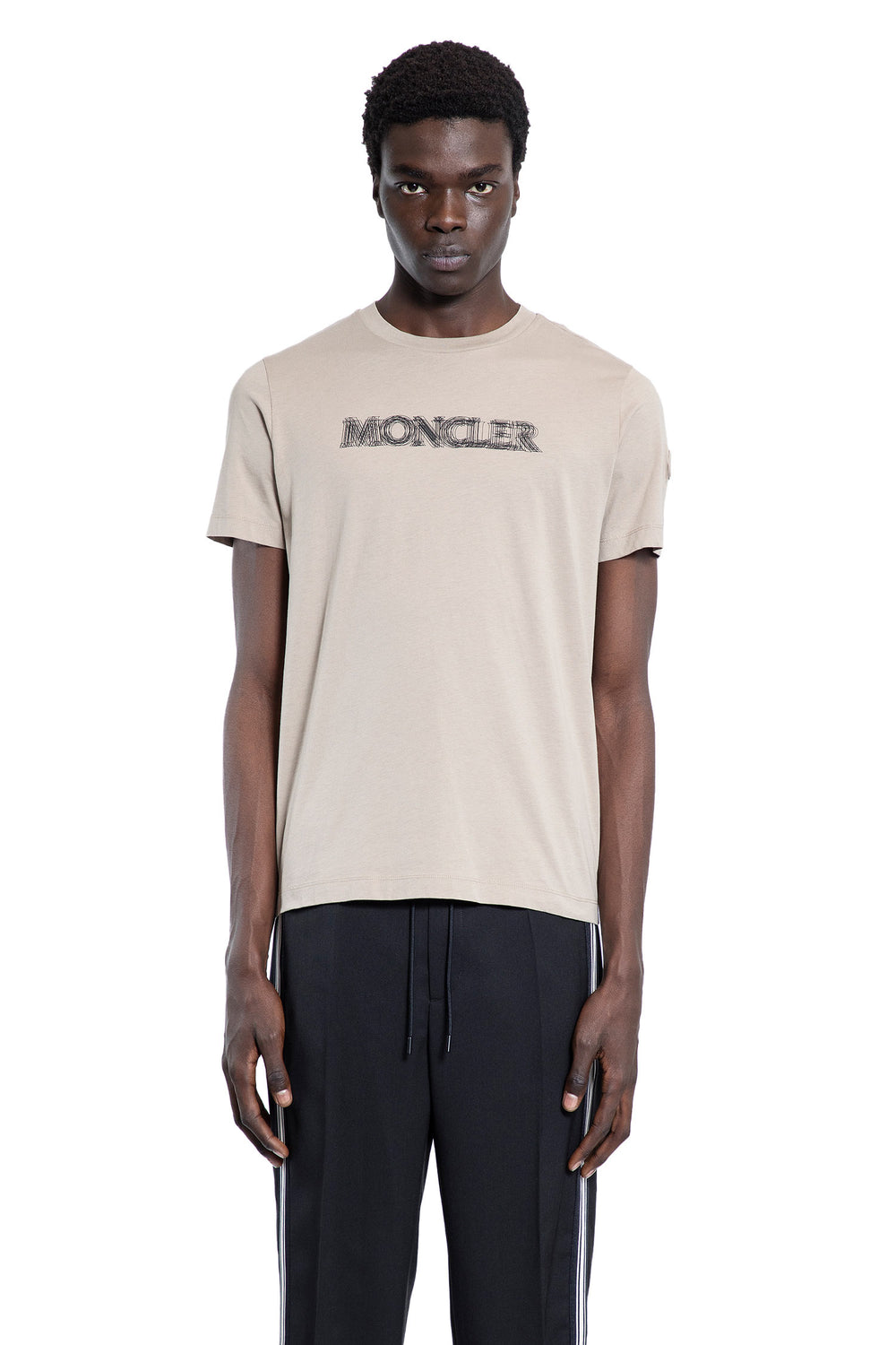 MONCLER MAN BEIGE T-SHIRTS & TANK TOPS