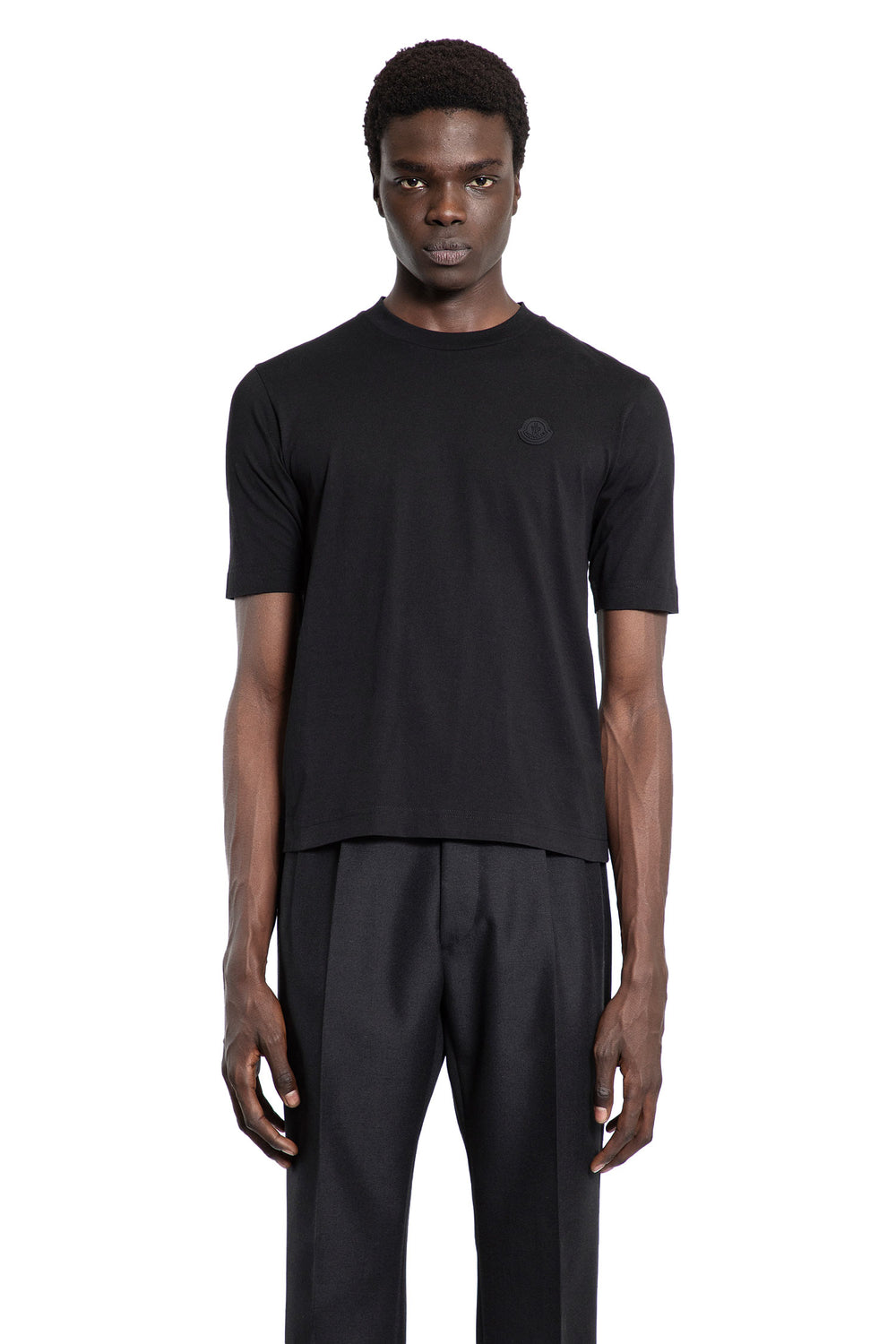 MONCLER MAN BLACK T-SHIRTS & TANK TOPS