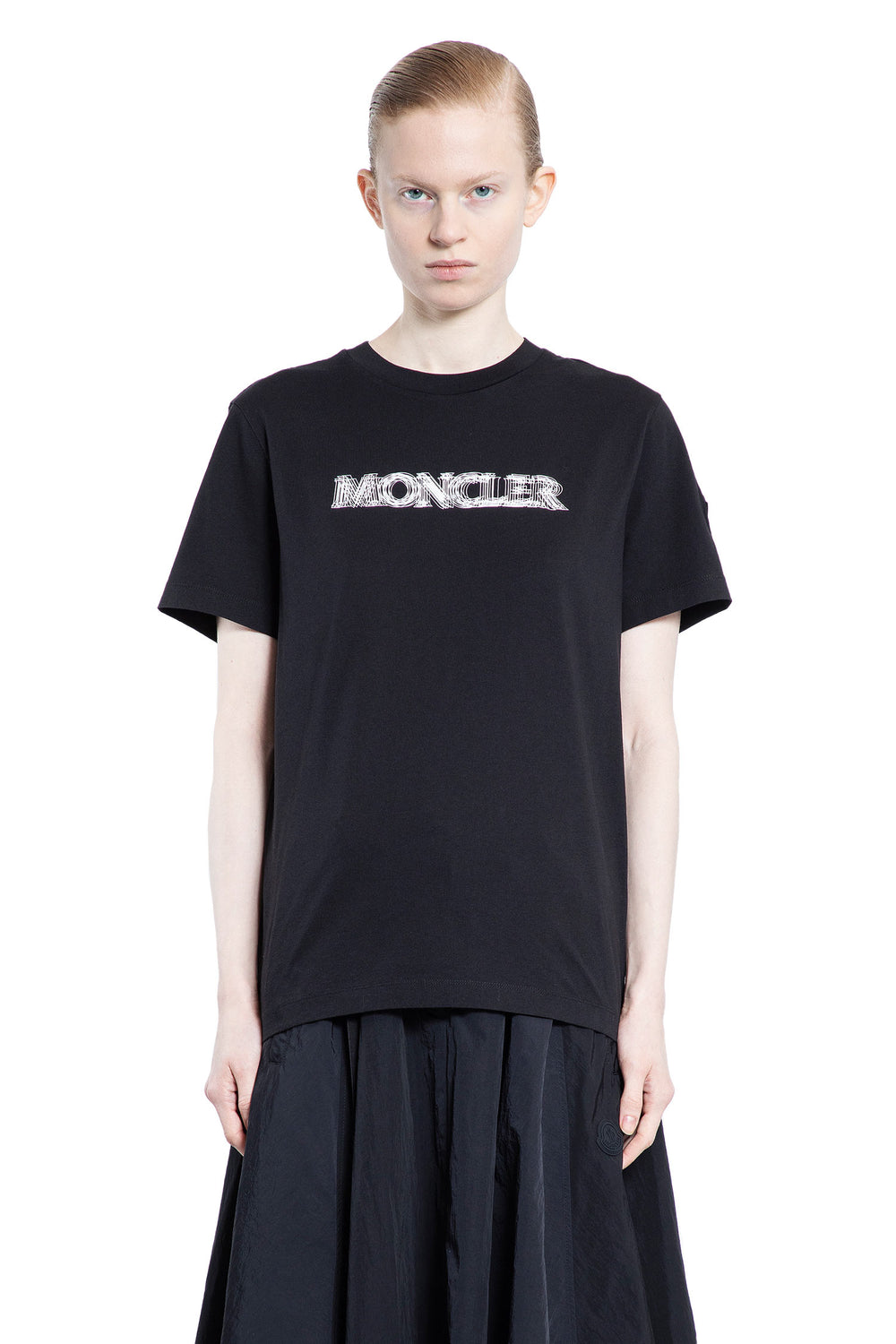 MONCLER WOMAN BLACK T-SHIRTS & TANK TOPS