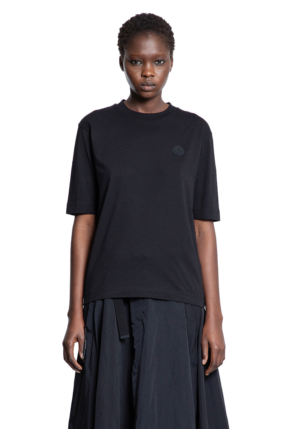 MONCLER WOMAN BLACK T-SHIRTS & TANK TOPS