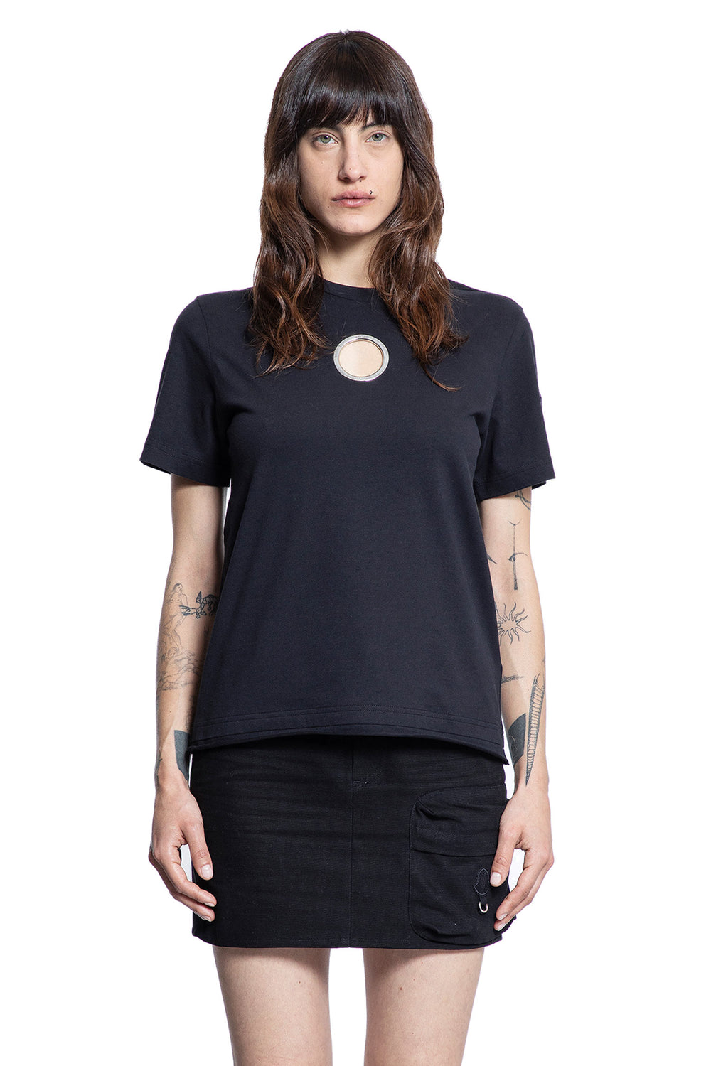 MONCLER GENIUS WOMAN BLACK T-SHIRTS & TANK TOPS