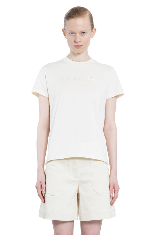 MONCLER WOMAN OFF-WHITE T-SHIRTS & TANK TOPS