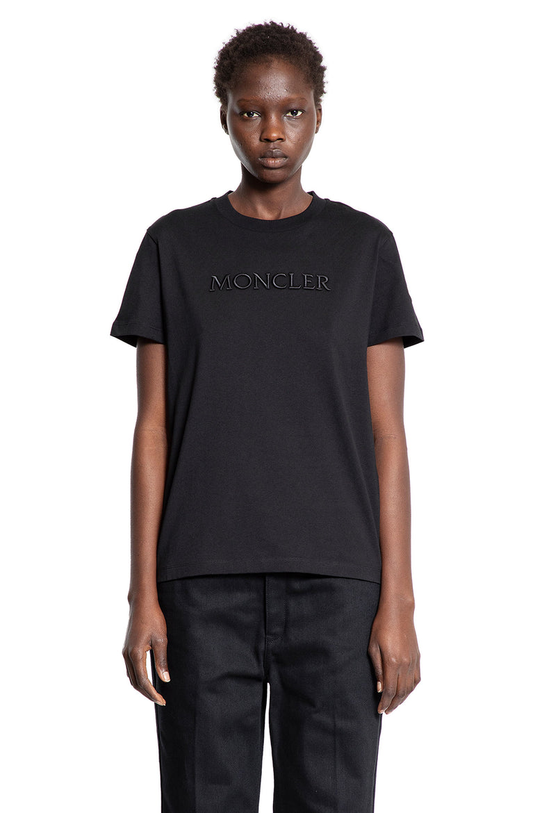 MONCLER WOMAN BLACK T-SHIRTS & TANK TOPS