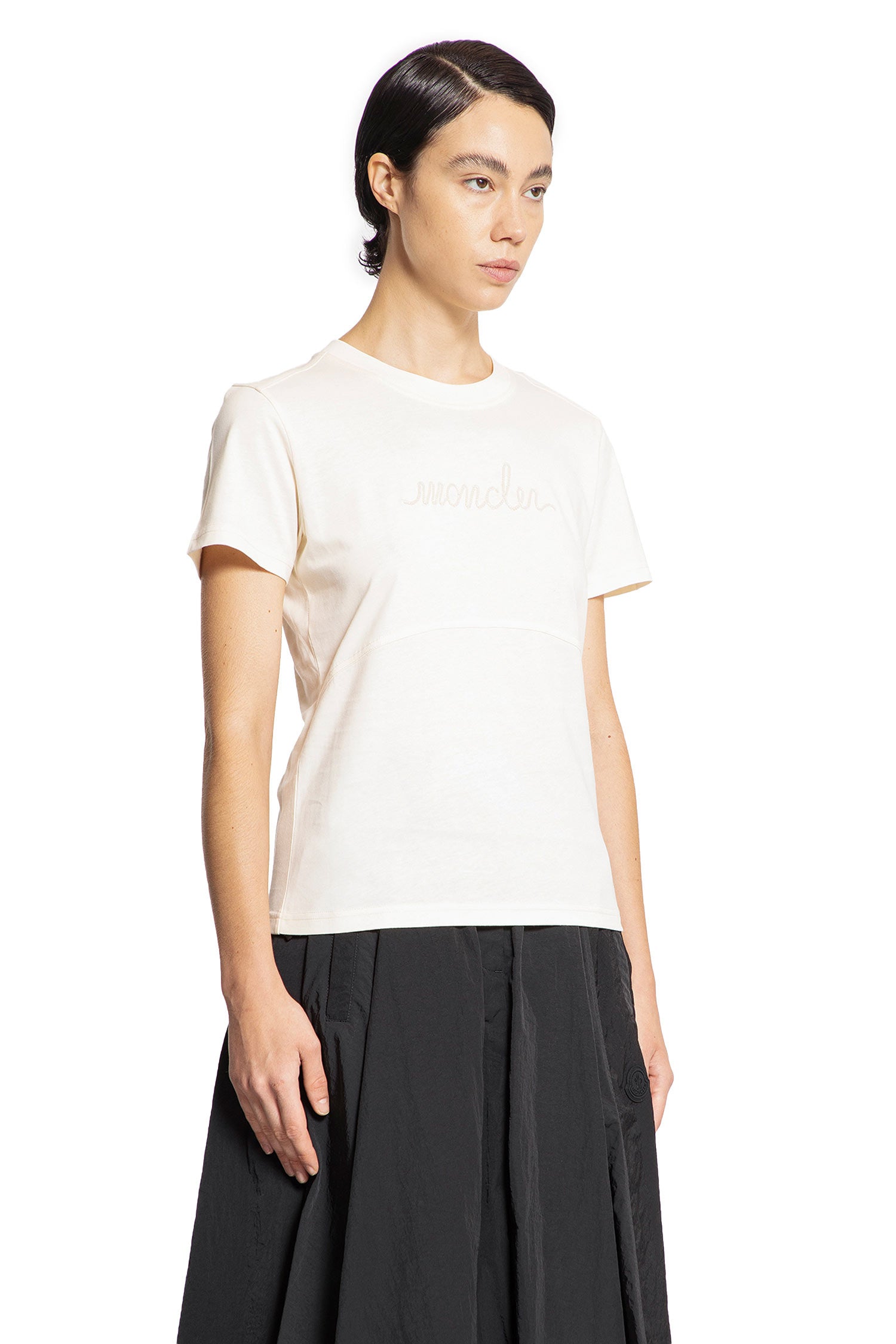 MONCLER WOMAN OFF-WHITE T-SHIRTS & TANK TOPS