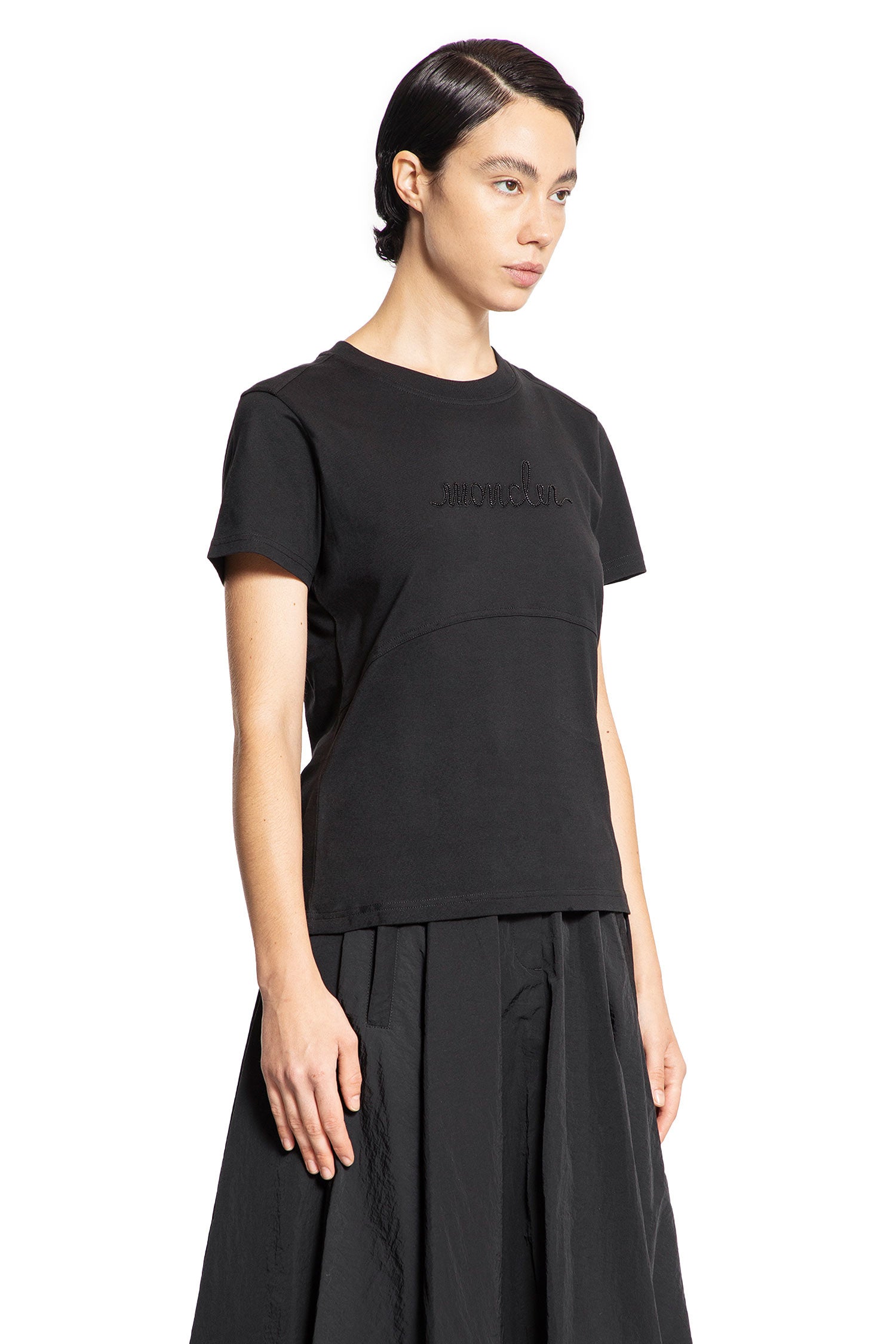 MONCLER WOMAN BLACK T-SHIRTS & TANK TOPS