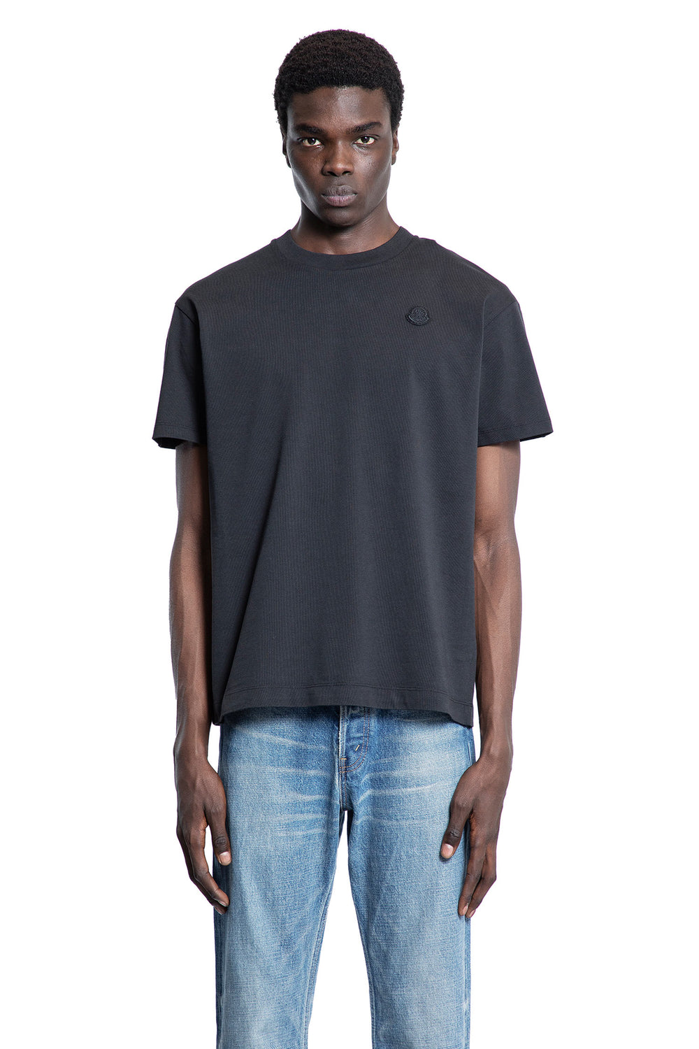 MONCLER MAN BLACK T-SHIRTS & TANK TOPS