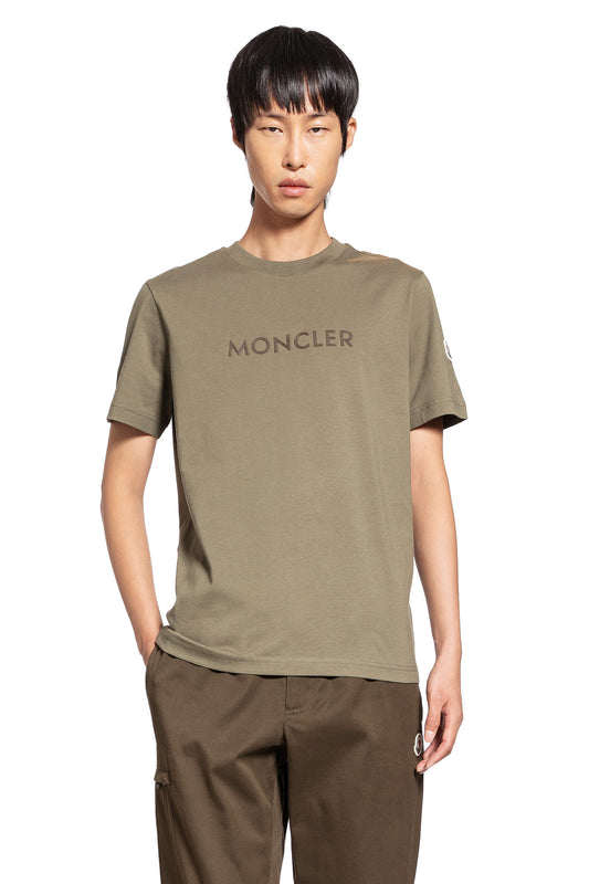 MONCLER MAN GREEN T-SHIRTS & TANK TOPS