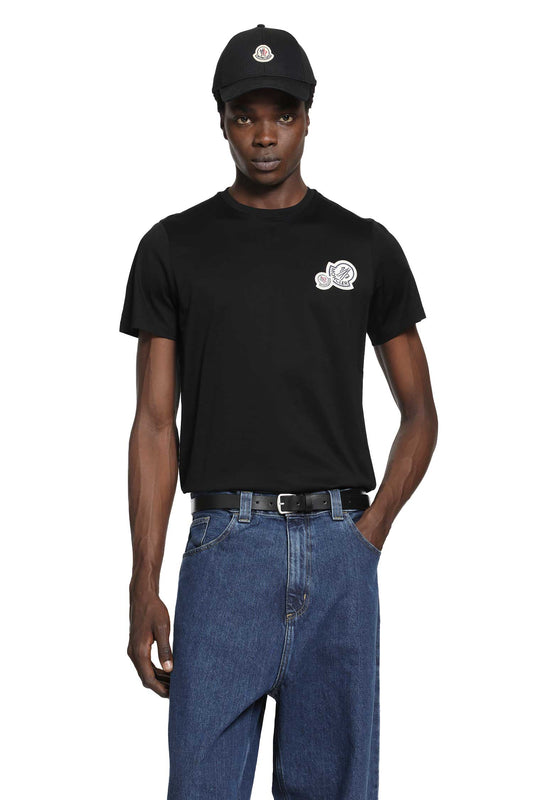 Double Logo Patch Cotton T-Shirt