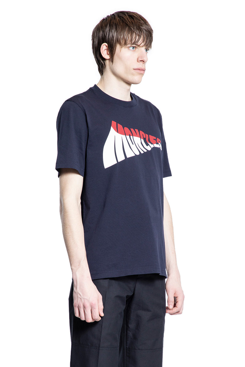 MONCLER MAN BLUE T-SHIRTS & TANK TOPS