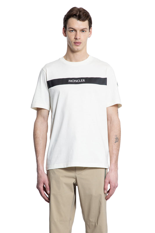 MONCLER MAN OFF-WHITE T-SHIRTS & TANK TOPS