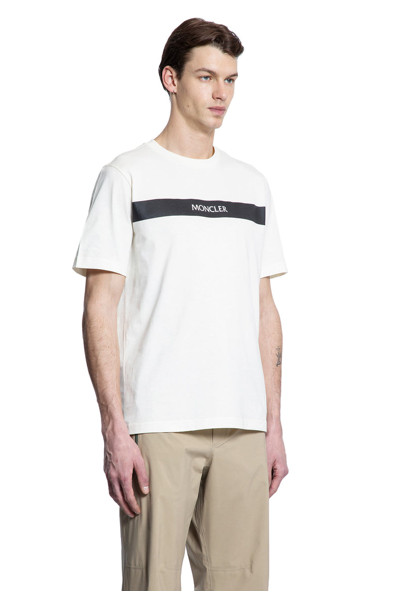 MONCLER MAN OFF-WHITE T-SHIRTS & TANK TOPS