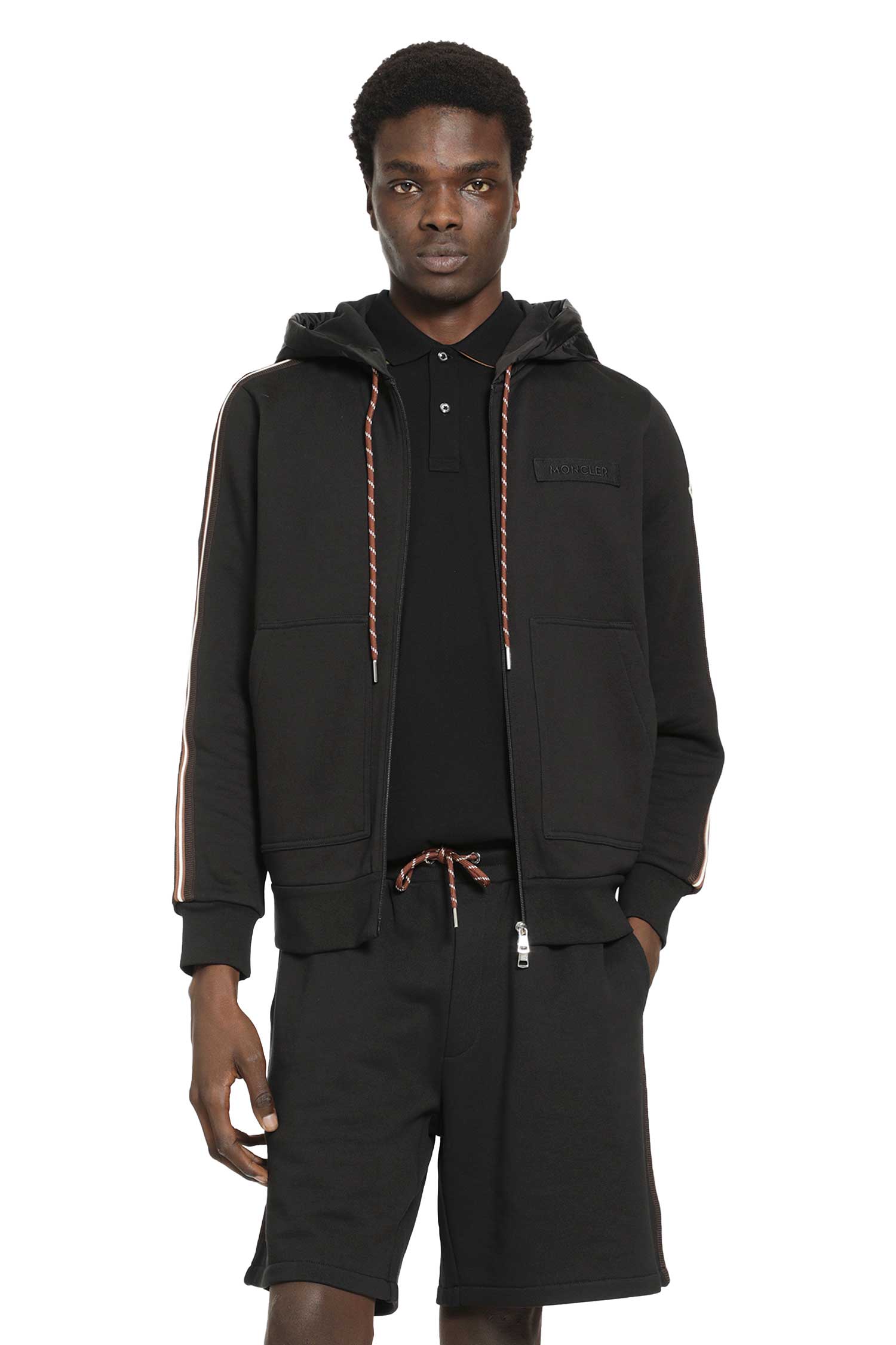 Striped Logo Zip-Up Hoodie