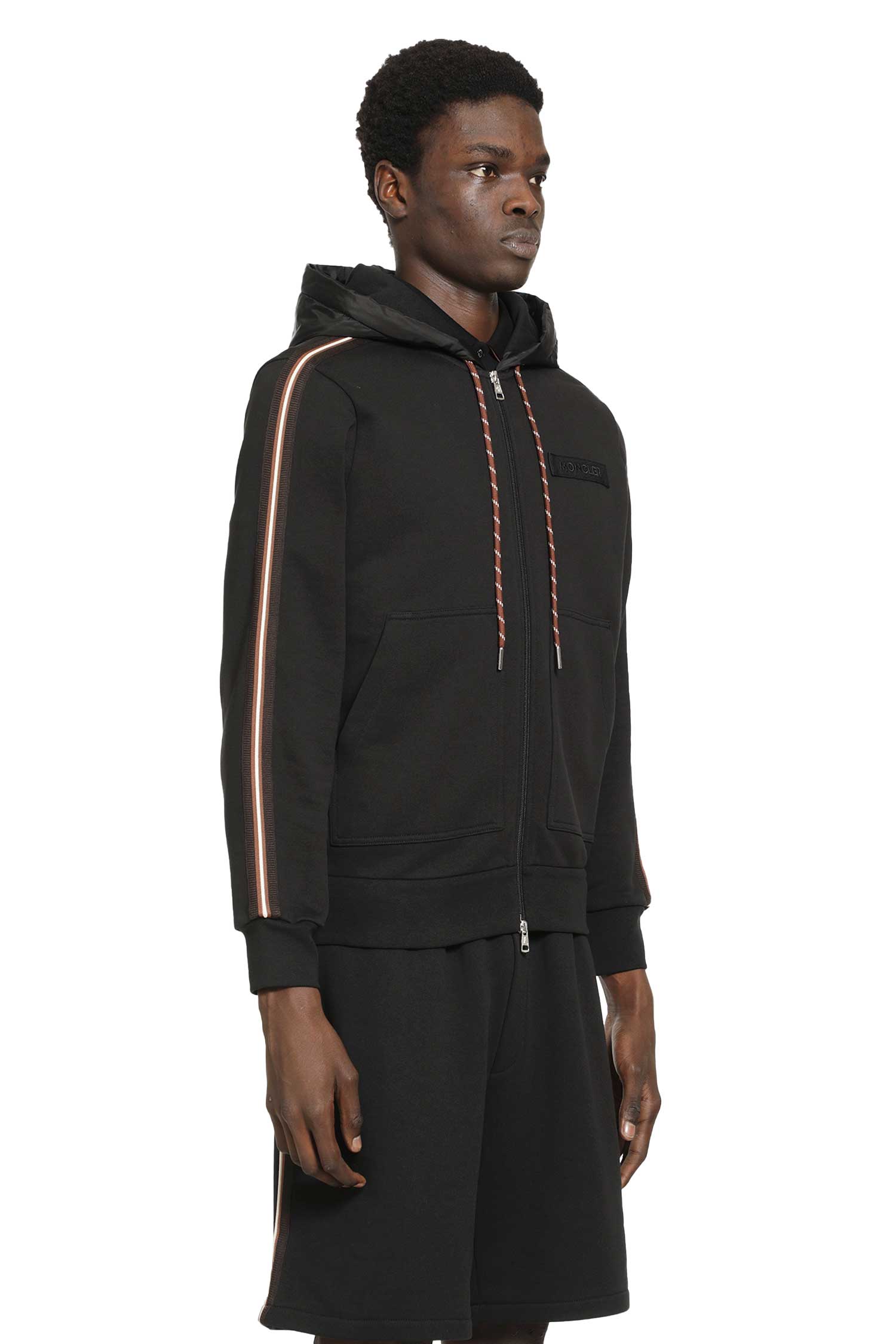 Striped Logo Zip-Up Hoodie