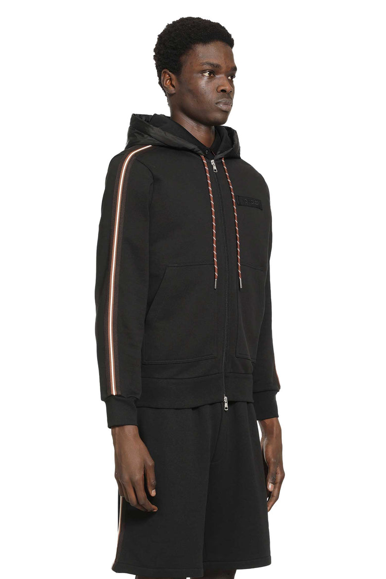 Striped Logo Zip-Up Hoodie