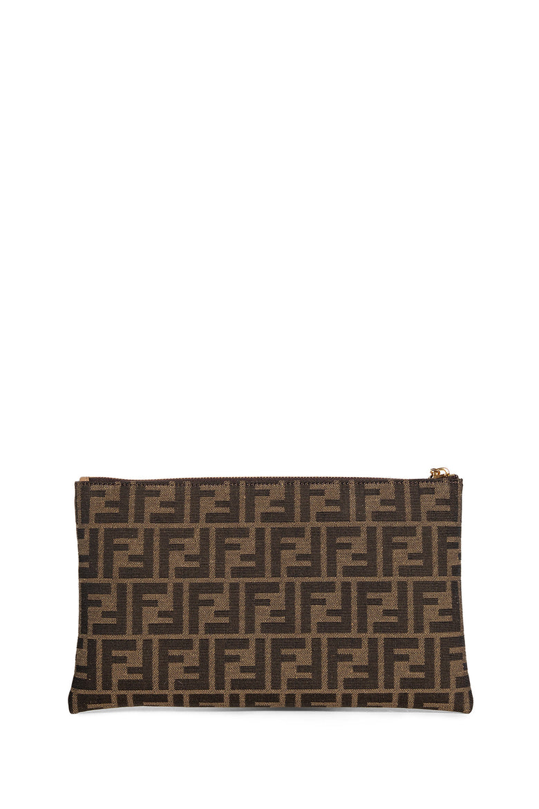 FENDI WOMAN BROWN CLUTCHES & POUCHES