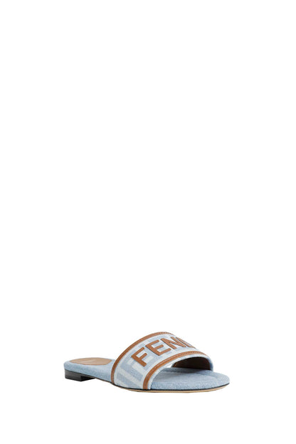 FF Nylon Denim and Leather Sllides