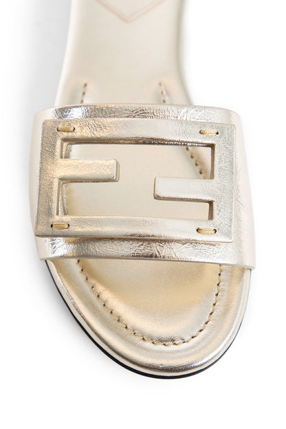 FENDI WOMAN GOLD SANDALS & SLIDES