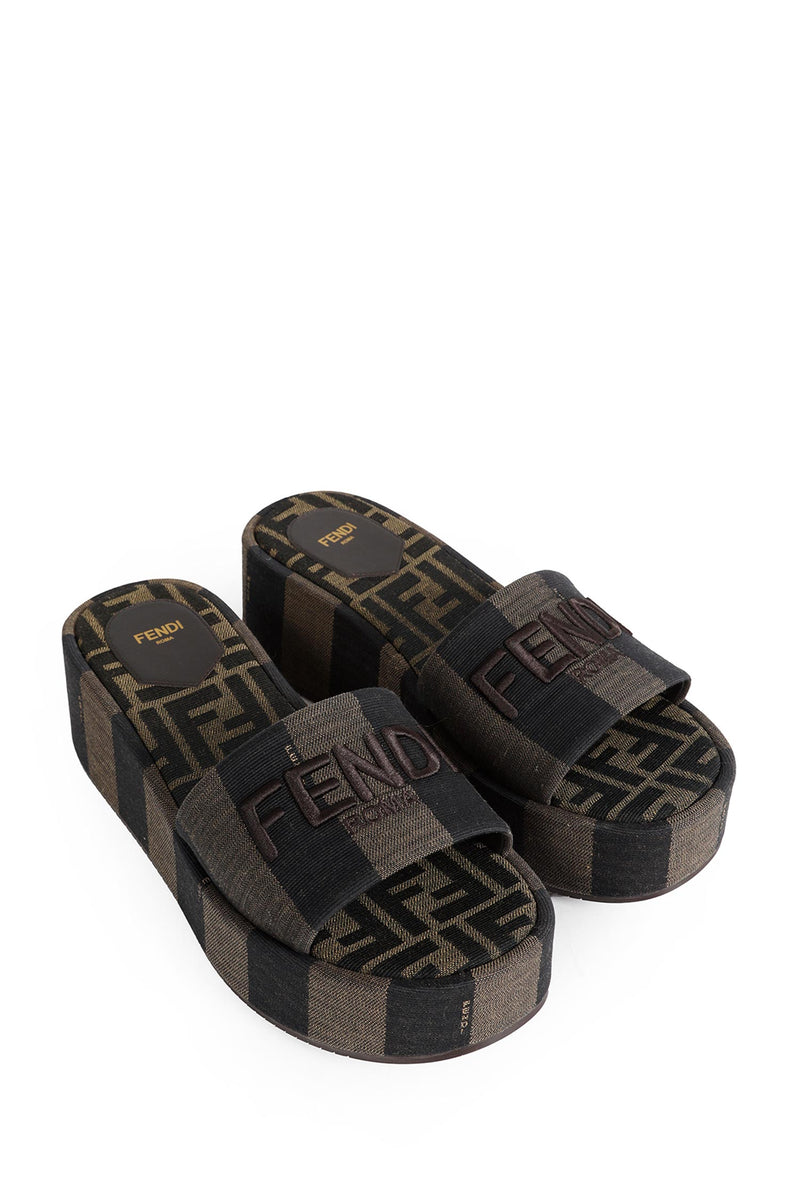 FENDI Sunshine Striped Platform Slides woman